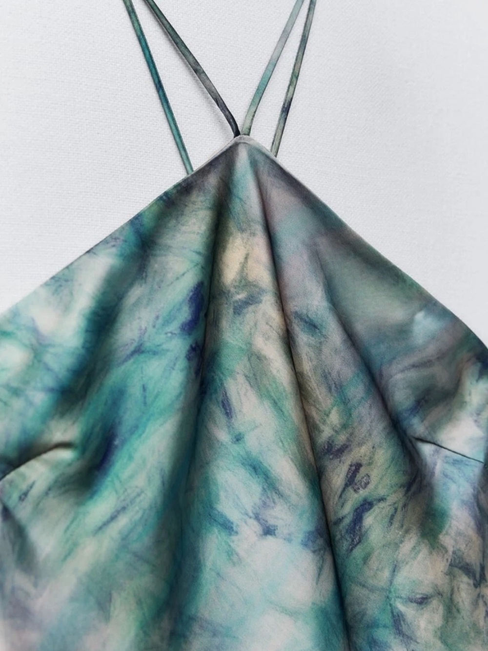 Zara halter neck Tie-Dye Slip Dress in Teal and Blue - Picture 5 of 6